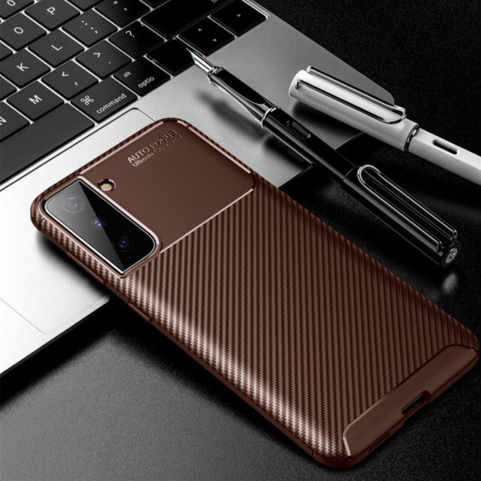 Samsung Galaxy S21 Ultra Case - Shockproof Case Silicone Rubber Cover Brown