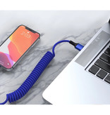 URVNS Gekrulde Oplaadkabel voor iPhone Lightning - 5A Spiraal Veer Datakabel 1.5 Meter Oplader Kabel Blauw