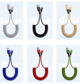 URVNS Cable de carga rizado para iPhone Lightning - Cable de datos de resorte en espiral 5A Cable de cargador de 1,5 metros Azul