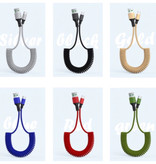 URVNS Curled Micro-USB Charging Cable - 5A Spiral Spring Data Cable 1.5 Meter Charger Cable Gold