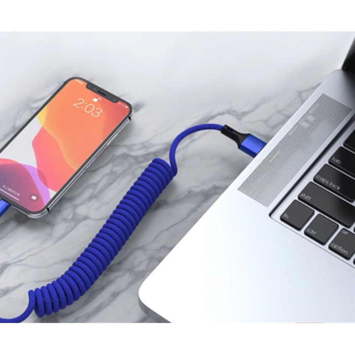 URVNS Gekräuseltes USB-C-Ladekabel - 5A Spiralfeder-Datenkabel 1,5 m Ladekabel rot