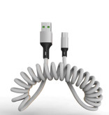 URVNS Câble de charge courbé pour iPhone Lightning - Câble de données à ressort en spirale 5A Câble de chargeur de 1,5 mètre argent