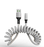 URVNS Câble de charge micro-USB courbé - Câble de données à ressort en spirale 5A Câble de chargeur de 1,5 mètre argent