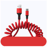 URVNS Gekrulde USB-C Oplaadkabel - 5A Spiraal Veer Datakabel 1.5 Meter Oplader Kabel Rood