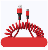 URVNS Câble de charge micro-USB courbé - Câble de données à ressort en spirale 5A Câble de chargeur de 1,5 mètre rouge