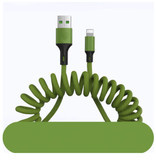 URVNS Gekrulde Micro-USB Oplaadkabel - 5A Spiraal Veer Datakabel 1.5 Meter Oplader Kabel Groen