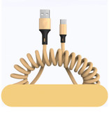 URVNS Cable de carga USB-C rizado - Cable de datos de resorte en espiral 5A Cable cargador de 1,5 metros Dorado