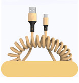 URVNS Zwinięty kabel do ładowania Micro-USB - 5A Kabel ze sprężyną spiralną Kabel do ładowania o długości 1,5 metra Złoty