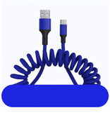 URVNS Zwinięty kabel do ładowania USB-C - 5A Kabel ze sprężyną spiralną Kabel do ładowania o długości 1,5 metra Niebieski