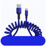 URVNS Cable de carga micro-USB rizado - 5A Cable de datos de resorte en espiral Cable de cargador de 1,5 metros Azul