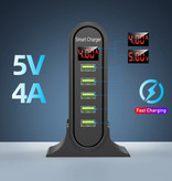 USLION 5-Port USB Ladestation LED Display Wandladegerät Home Ladegerät Stecker Ladegerät Adapter Schwarz