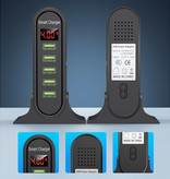 USLION 5-portowa stacja ładująca USB Wyświetlacz LED Ładowarka ścienna Ładowarka domowa Wtyczka Adapter ładowarki Czarny