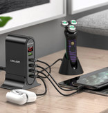 USLION 5-Port USB Charging Station LED Display Wall Charger Home Charger Plug Charger Adapter Black