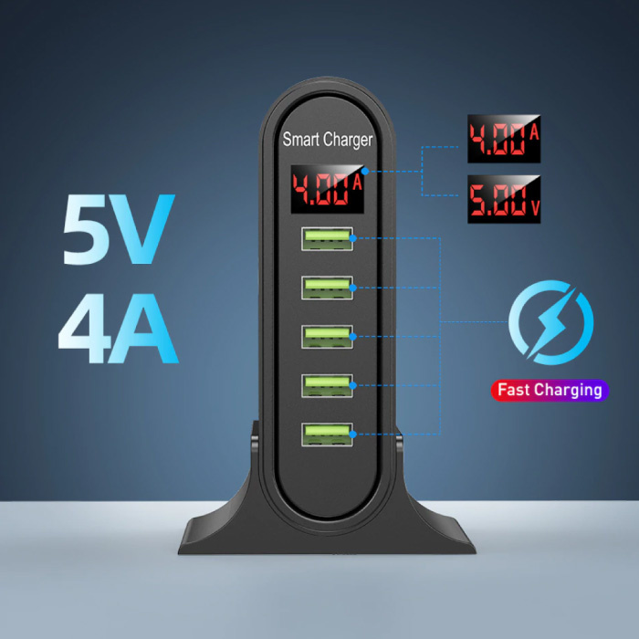 Ricarica USB Display 5-Port LED Stazione della casa della parete