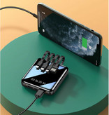 Tollcuudda Mini Powerbank universel 20.000mAh - Câble de charge 4 types - 2x USB LED Display Chargeur de batterie de secours Chargeur de batterie Noir