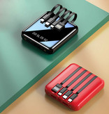 Tollcuudda Mini Powerbank Universal 20.000mAh - 4 tipos de cable de carga - 2x USB LED Display Batería de emergencia Cargador de batería Cargador Negro