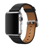 Stuff Certified® Leren Bandje voor iWatch 38mm - Armband Polsband Duurzaam Leer Horlogeband Roestvrij Staal Sluiting Zwart