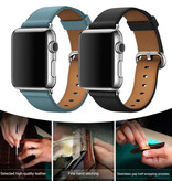 Stuff Certified® Leather Strap for iWatch 38mm - Bracelet Wristband Durable Leather Watchband Stainless Steel Clasp Blue