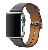 Stuff Certified® Leather Strap for iWatch 44mm - Bracelet Wristband Durable Leather Watchband Stainless Steel Clasp Gray