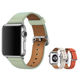 Stuff Certified® Leather Strap for iWatch 44mm - Bracelet Wristband Durable Leather Watchband Stainless Steel Clasp Green