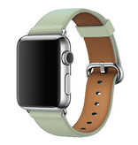 Stuff Certified® Leather Strap for iWatch 40mm - Bracelet Wristband Durable Leather Watchband Stainless Steel Clasp Green