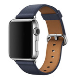 Stuff Certified® Skórzany pasek do zegarka iWatch 44 mm - Bransoletka Opaska na nadgarstek Trwały skórzany pasek do zegarka Zapięcie ze stali nierdzewnej Ciemnoniebieski