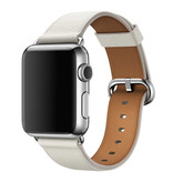 Stuff Certified® Leather Strap for iWatch 44mm - Bracelet Wristband Durable Leather Watchband Stainless Steel Clasp White