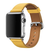 Stuff Certified® Leather Strap for iWatch 44mm - Bracelet Wristband Durable Leather Watchband Stainless Steel Clasp Yellow
