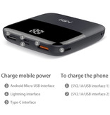 Caseier Dual 2x porta USB Mini Powerbank 10.000mAh - Display a LED Caricabatteria esterno per batteria di emergenza Caricabatterie nero