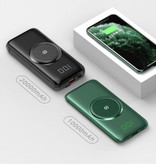 Caseier Power Bank 10 000 mAh Qi - Bezprzewodowe ładowanie - 4 rodzaje Kabel ładujący - Wyświetlacz LED USB Ładowarka awaryjna Ładowarka baterii Czarna