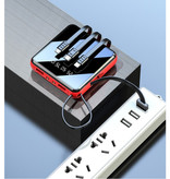Caseier Universelle 10.000mAh Mini Powerbank - 4 Typen Ladekabel - 2x USB LED Display Notfall Akku Ladegerät Ladegerät Rot