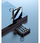 Caseier Universelle 10.000mAh Mini Powerbank - 4 Arten Ladekabel - 2x USB LED Display Notfall Akku Ladegerät Ladegerät Blau