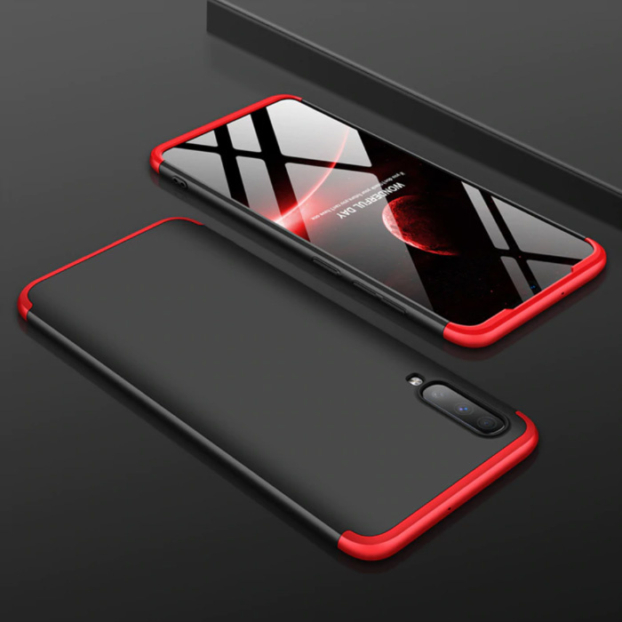 Custodia Ibrida per Samsung Galaxy A51 - Cover Full Body Antiurto Nera-Rossa