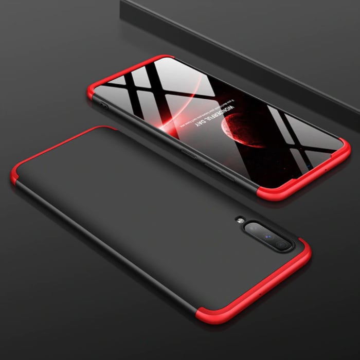 Samsung Galaxy A60 Hybrid-Hülle - Ganzkörper-Stoßdämpfer-Hülle Schwarz-Rot