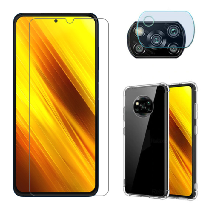 Ochrona 3 w 1 dla Xiaomi Poco X3 NFC - osłona ekranu szkło hartowane + osłona aparatu + etui