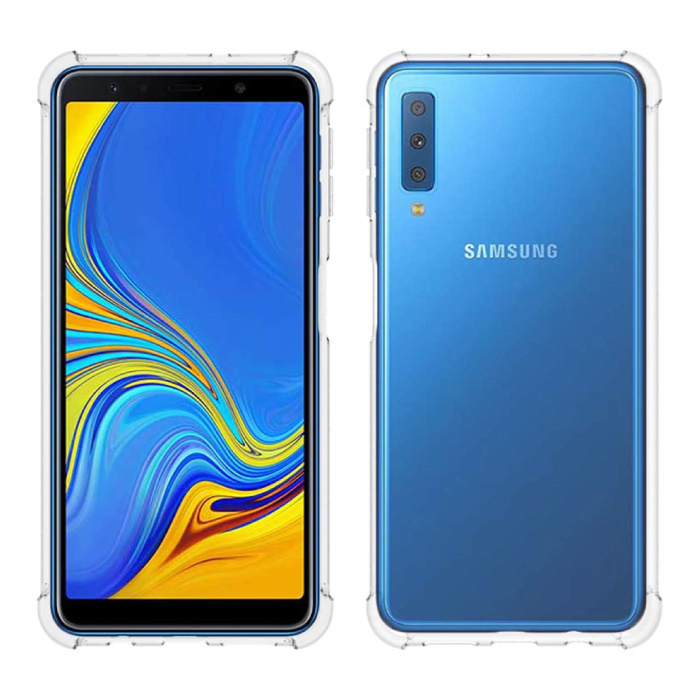 Przezroczysty Bumper Case Samsung Galaxy A7 2018 - Przezroczysty Pokrowiec Silikon TPU Anti-Shock