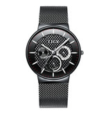 Lige Montre de luxe pour homme - Mouvement à quartz Anologue pour homme noir