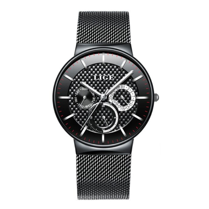 Lige Luxury Watch Men - Anologue Quartz Movement for Men Black