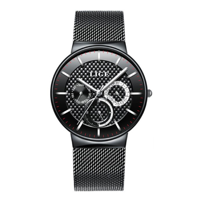 Reloj de lujo para hombre - Movimiento de cuarzo anólogo para hombre, color negro