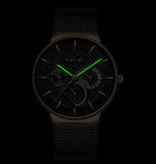 Lige Montre de luxe pour homme - Mouvement à quartz Anologue pour homme noir