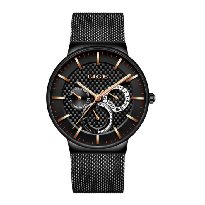 Montre de luxe pour homme - Mouvement à quartz Anologue pour homme noir-or