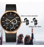 Lige Luxury Watch Men - Anologue Quartz Movement for Men Gold