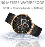 Lige Montre de luxe pour homme - Mouvement à quartz Anologue pour homme Or