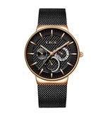 Lige Montre de luxe pour homme - Mouvement à quartz Anologue pour homme Or
