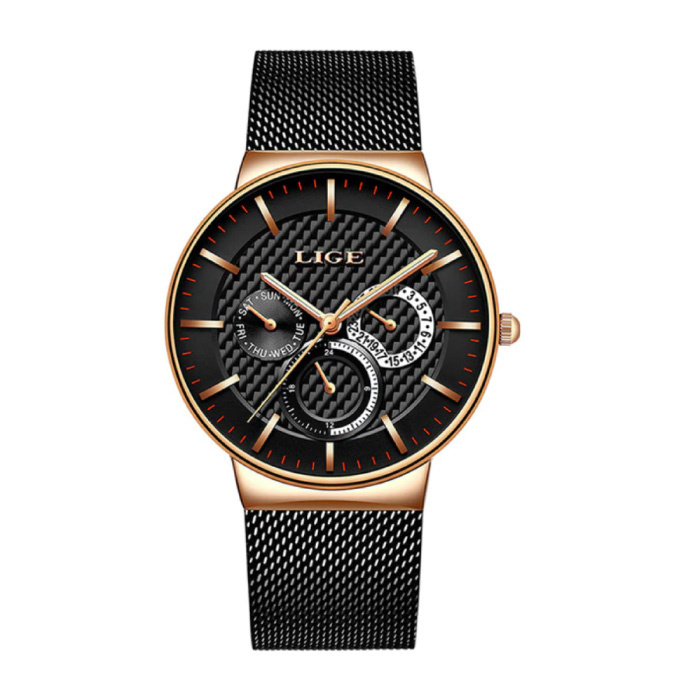 Montre de luxe pour homme - Mouvement à quartz Anologue pour homme Or