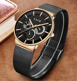 Lige Montre de luxe pour homme - Mouvement à quartz Anologue pour homme Or