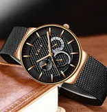 Lige Luxury Watch Men - Anologue Quartz Movement for Men Gold