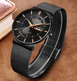 Lige Quartz Movement Men - Reloj de lujo anologue para hombre negro