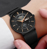 Lige Quartz Movement Men - Montre de luxe Anologue pour homme noir