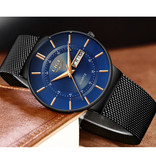 Lige Quartz Movement Men - Anologue Luxury Watch for Men Black-Blue